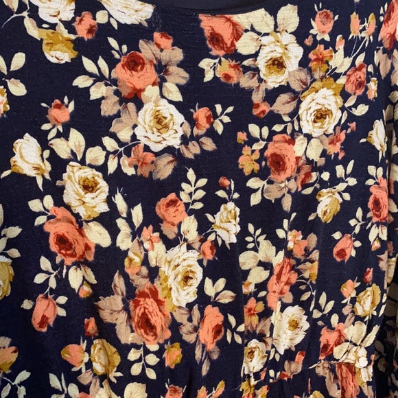 Navy floral long sleeve aline dress - Picture 2 of 8